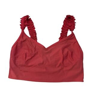 aerie Ruffle Sleeve Coral Bathing Suit Bikini Scoop top Size Large